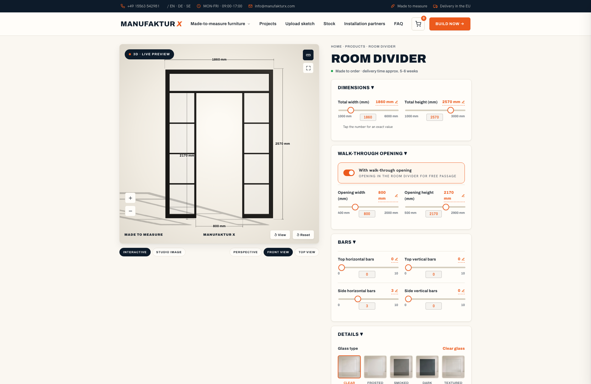 Room divider - 3D-configurator, Manufaktur X