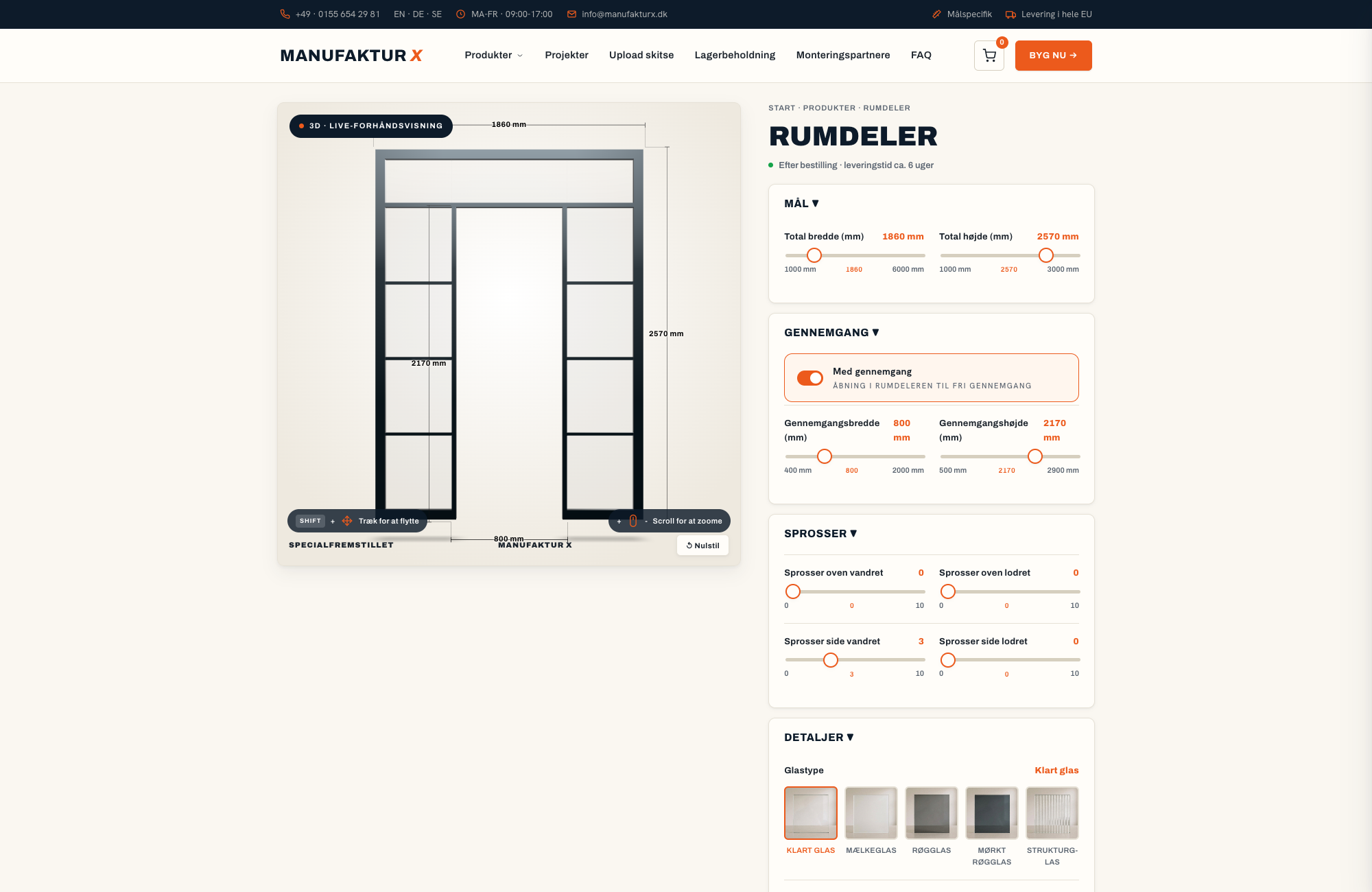 Rumdeler - 3D-konfigurator, Manufaktur X