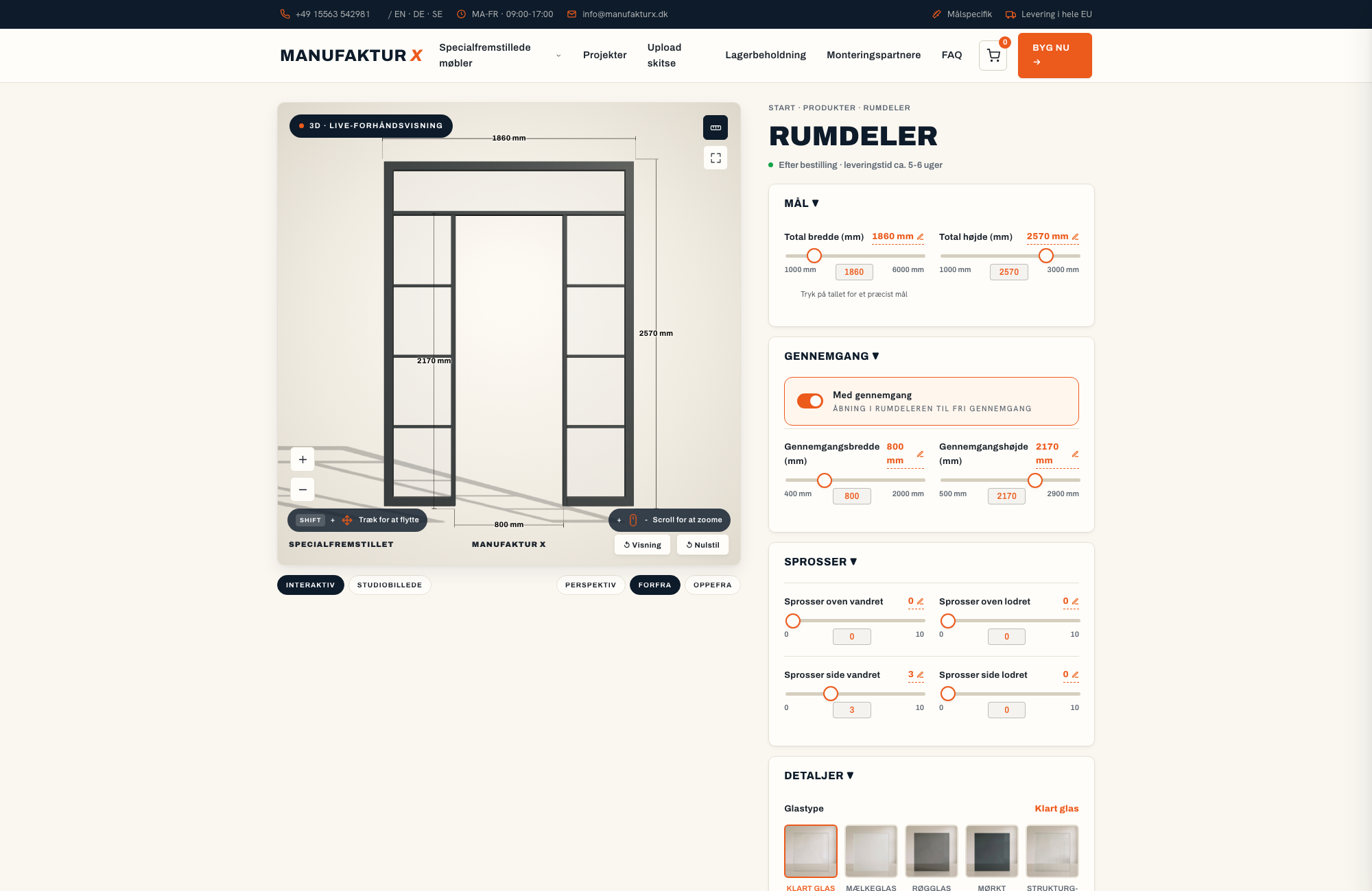 Rumdeler - 3D-konfigurator, Manufaktur X