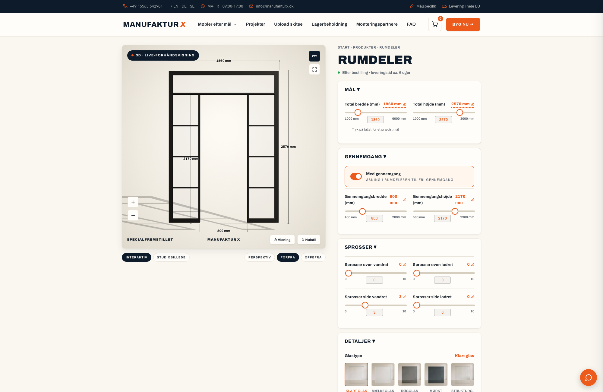 Rumdeler - 3D-konfigurator, Manufaktur X