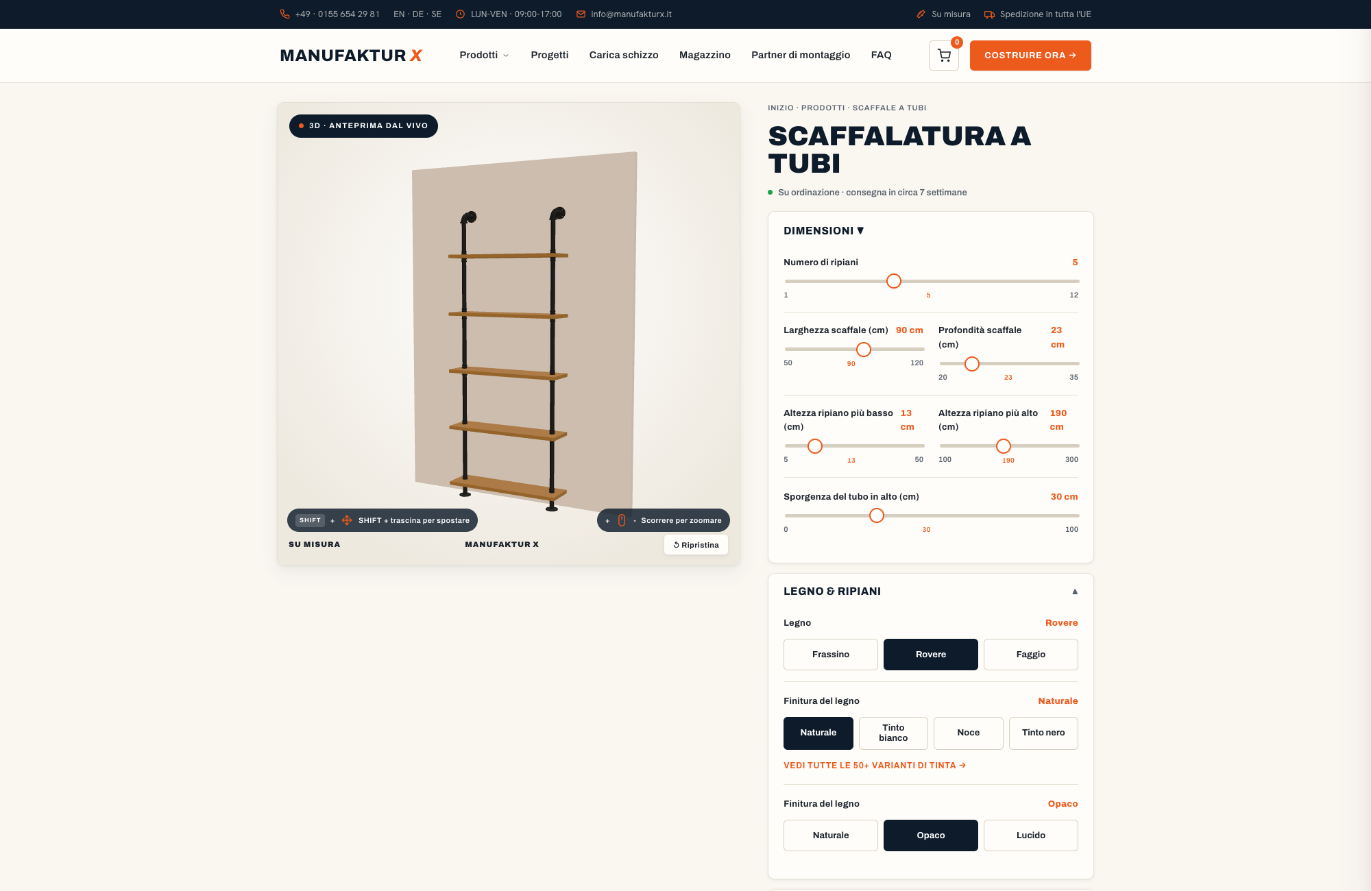 Scaffalatura a tubi - 3D-configuratore, Manufaktur X