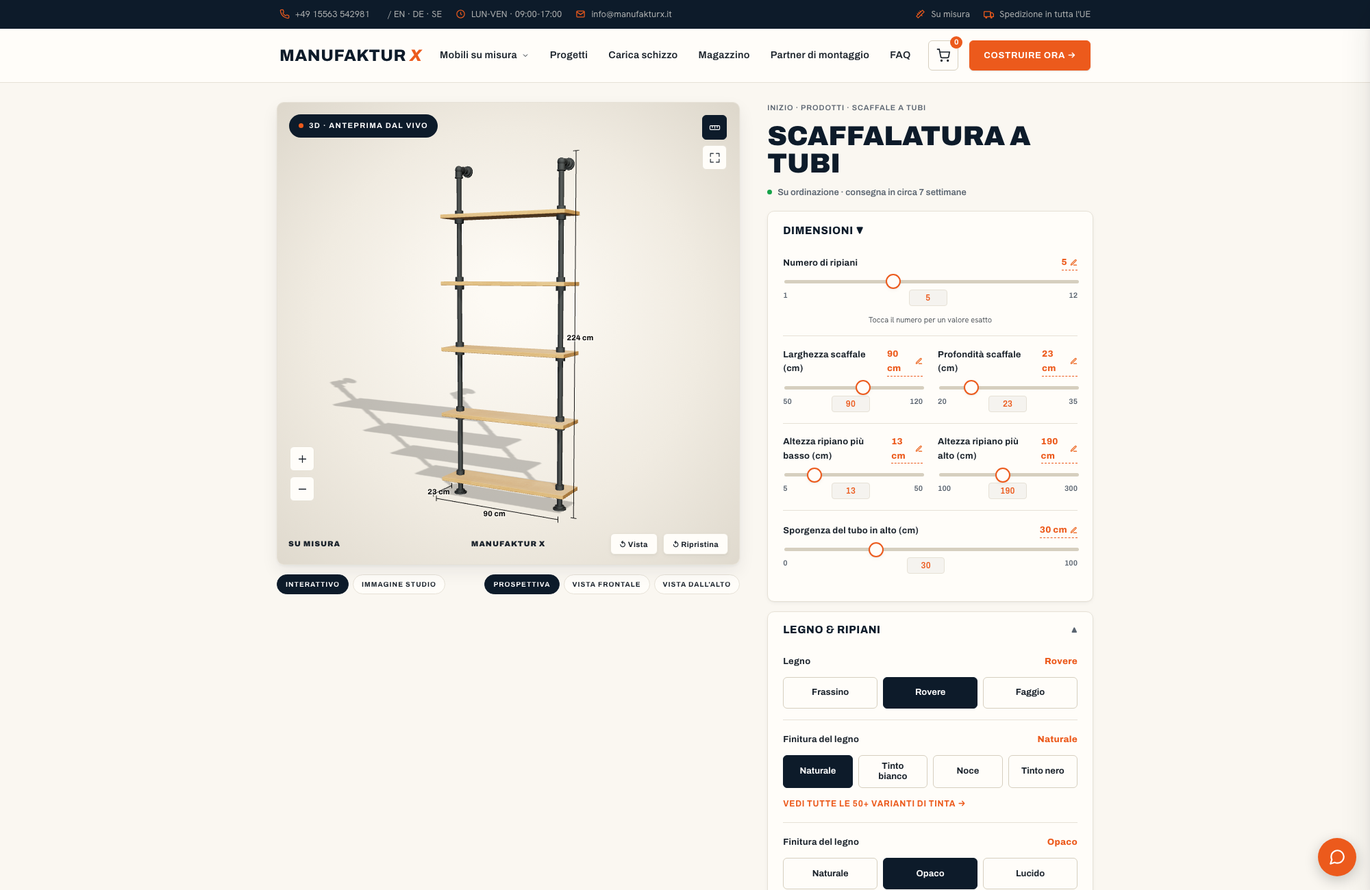 Scaffalatura a tubi - 3D-configuratore, Manufaktur X
