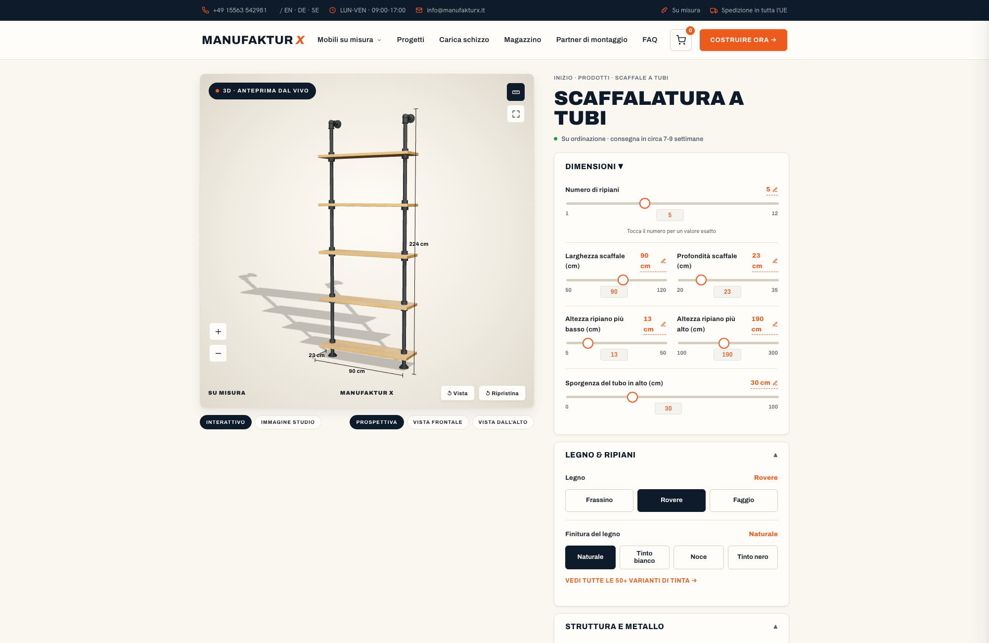 Scaffalatura a tubi - 3D-configuratore, Manufaktur X