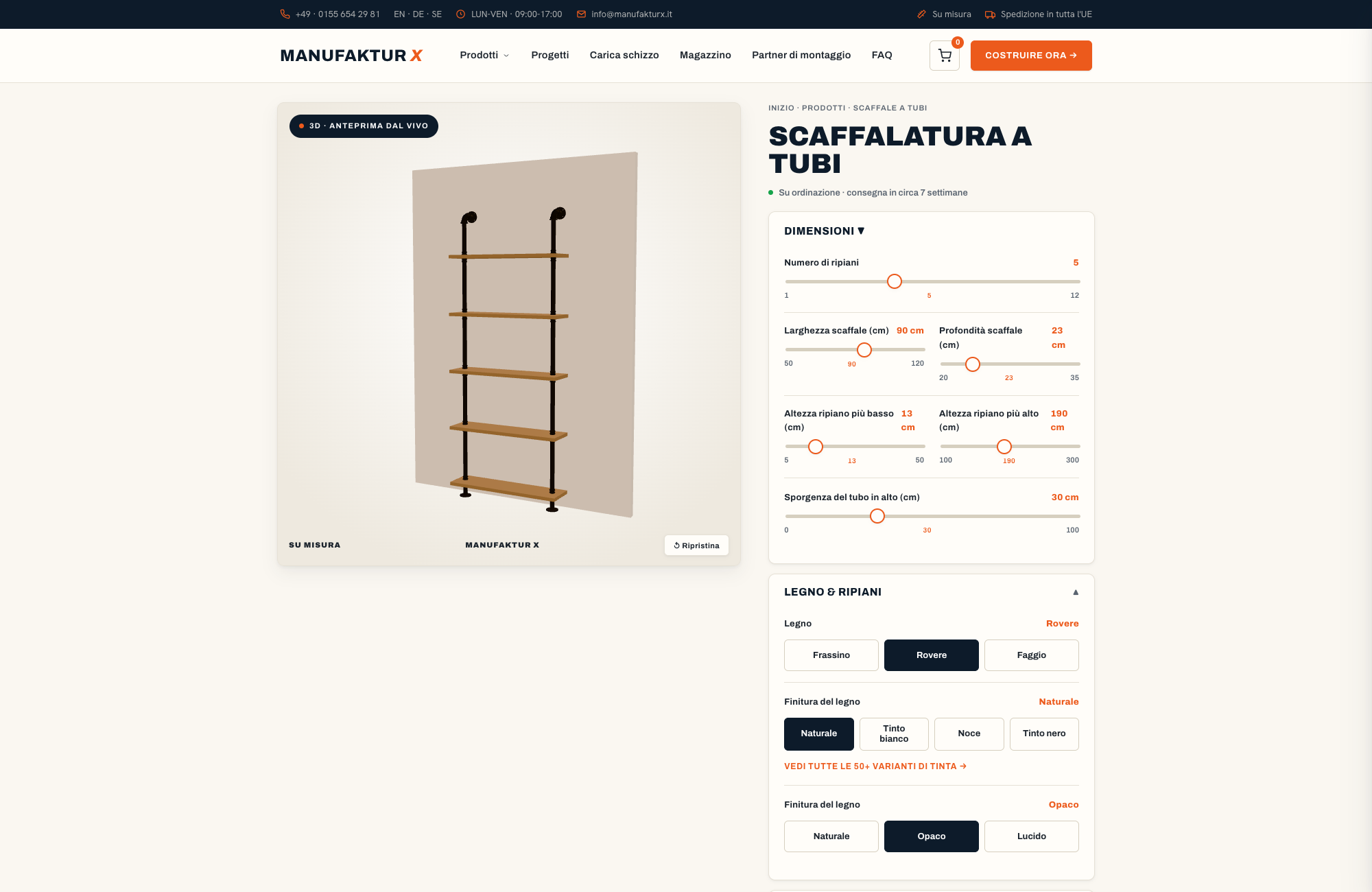 Scaffalatura a tubi - 3D-configuratore, Manufaktur X