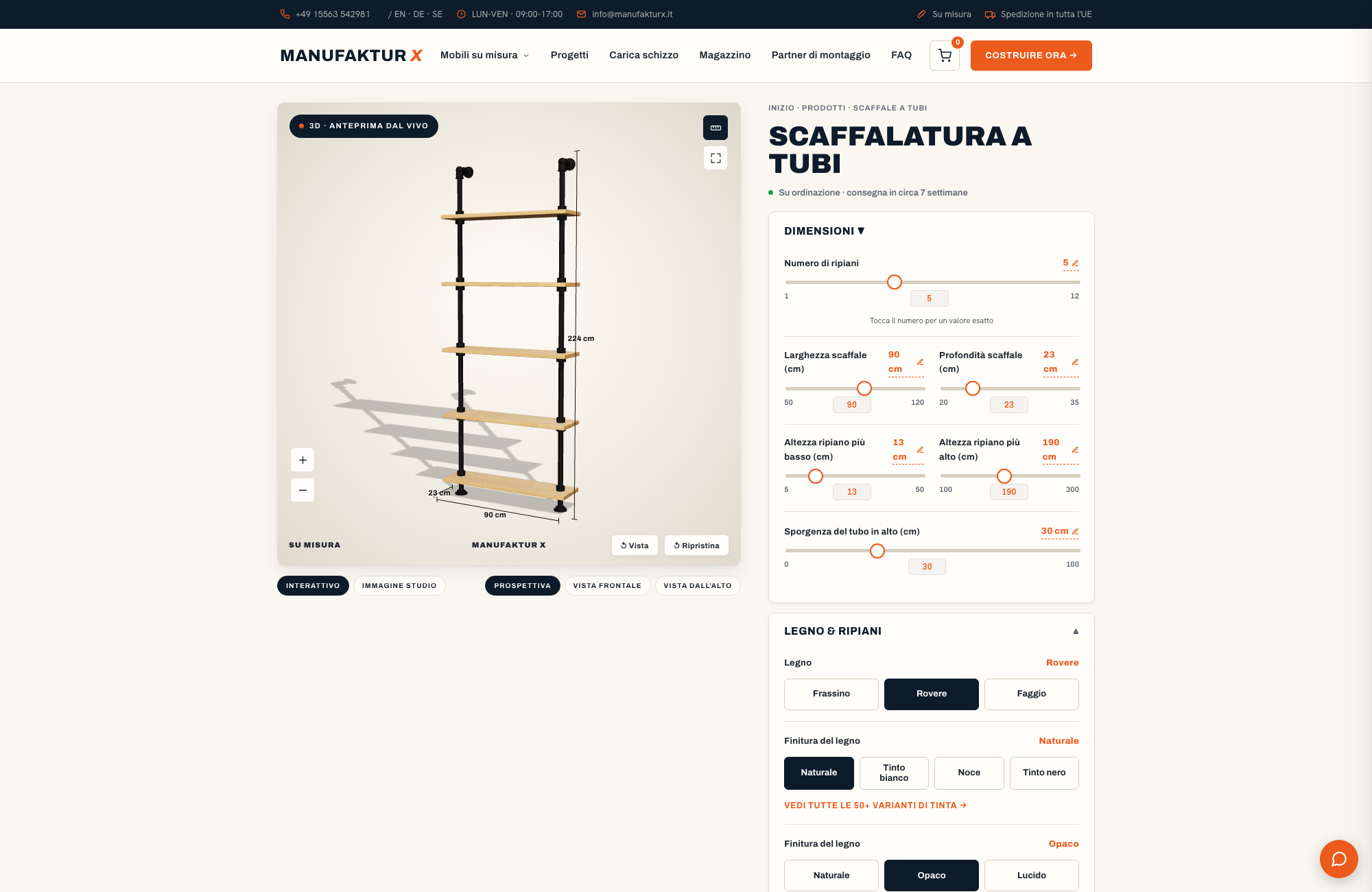Scaffalatura a tubi - 3D-configuratore, Manufaktur X