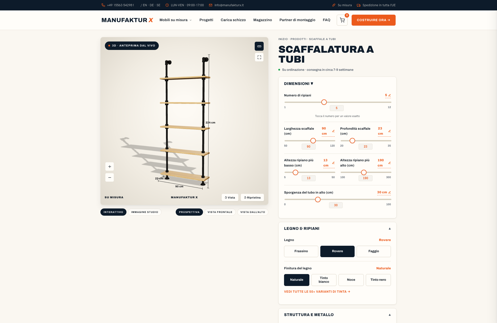 Scaffalatura a tubi - 3D-configuratore, Manufaktur X
