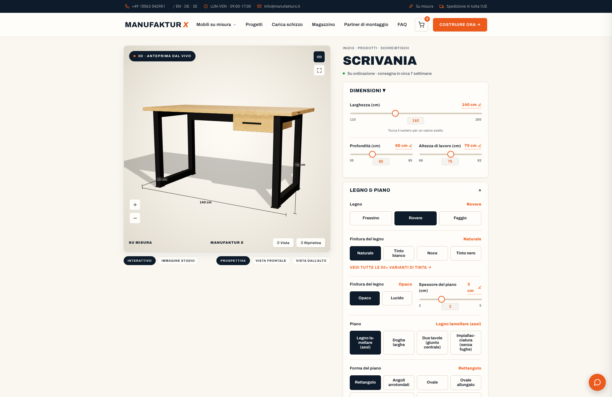 Scrivania - 3D-configuratore, Manufaktur X