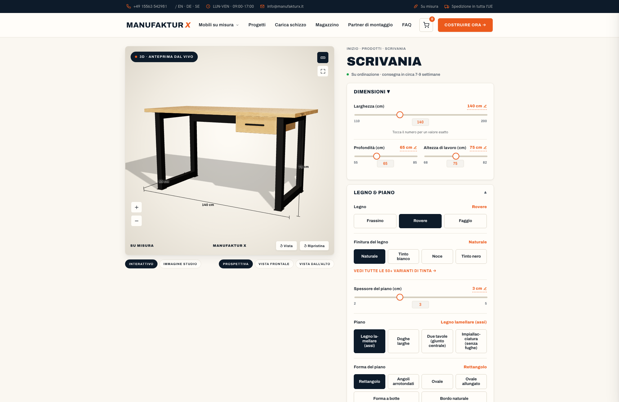 Scrivania - 3D-configuratore, Manufaktur X