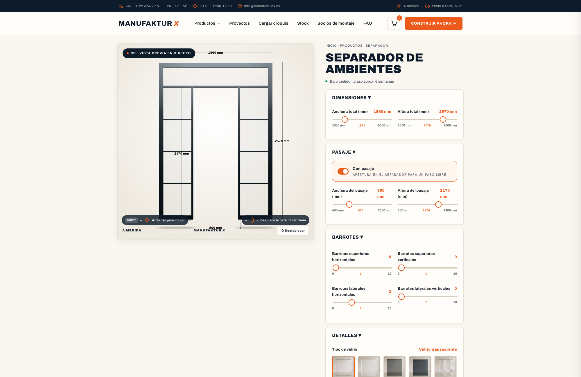 Separador de ambientes - 3D-configurador, Manufaktur X