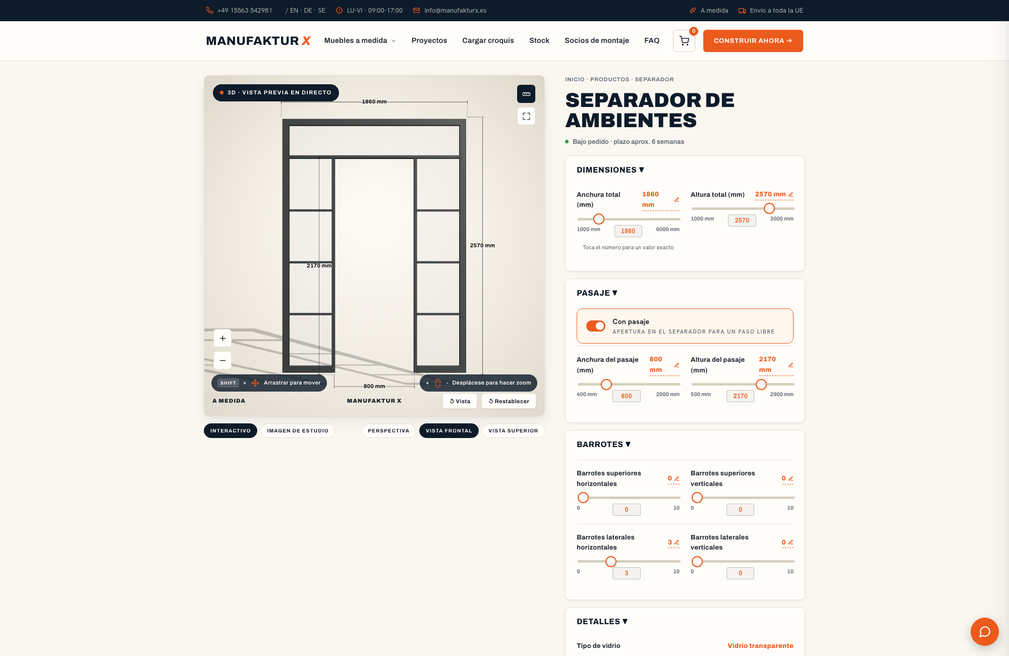 Separador de ambientes - 3D-configurador, Manufaktur X