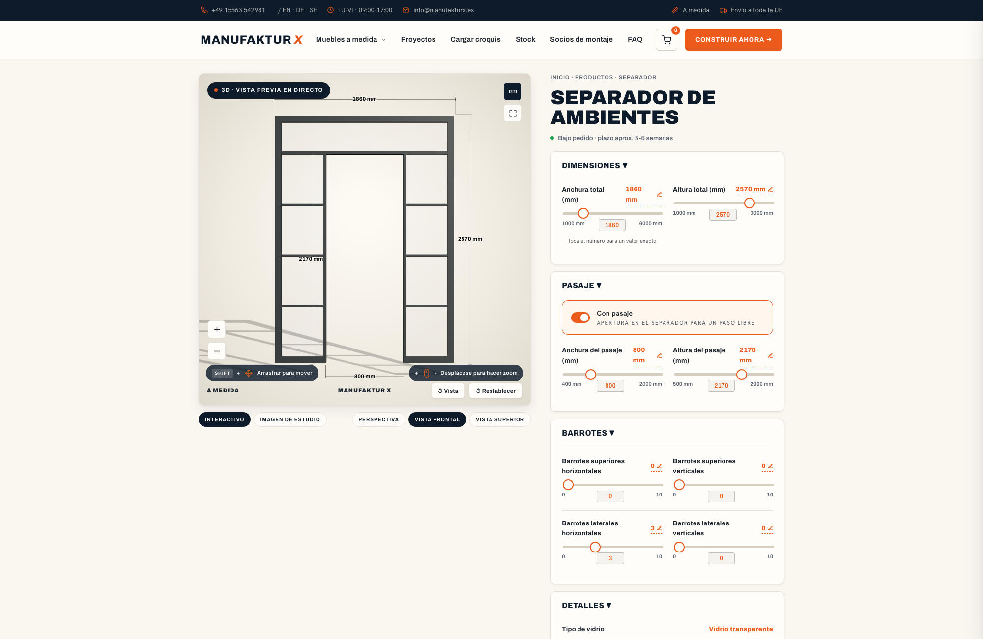 Separador de ambientes - 3D-configurador, Manufaktur X