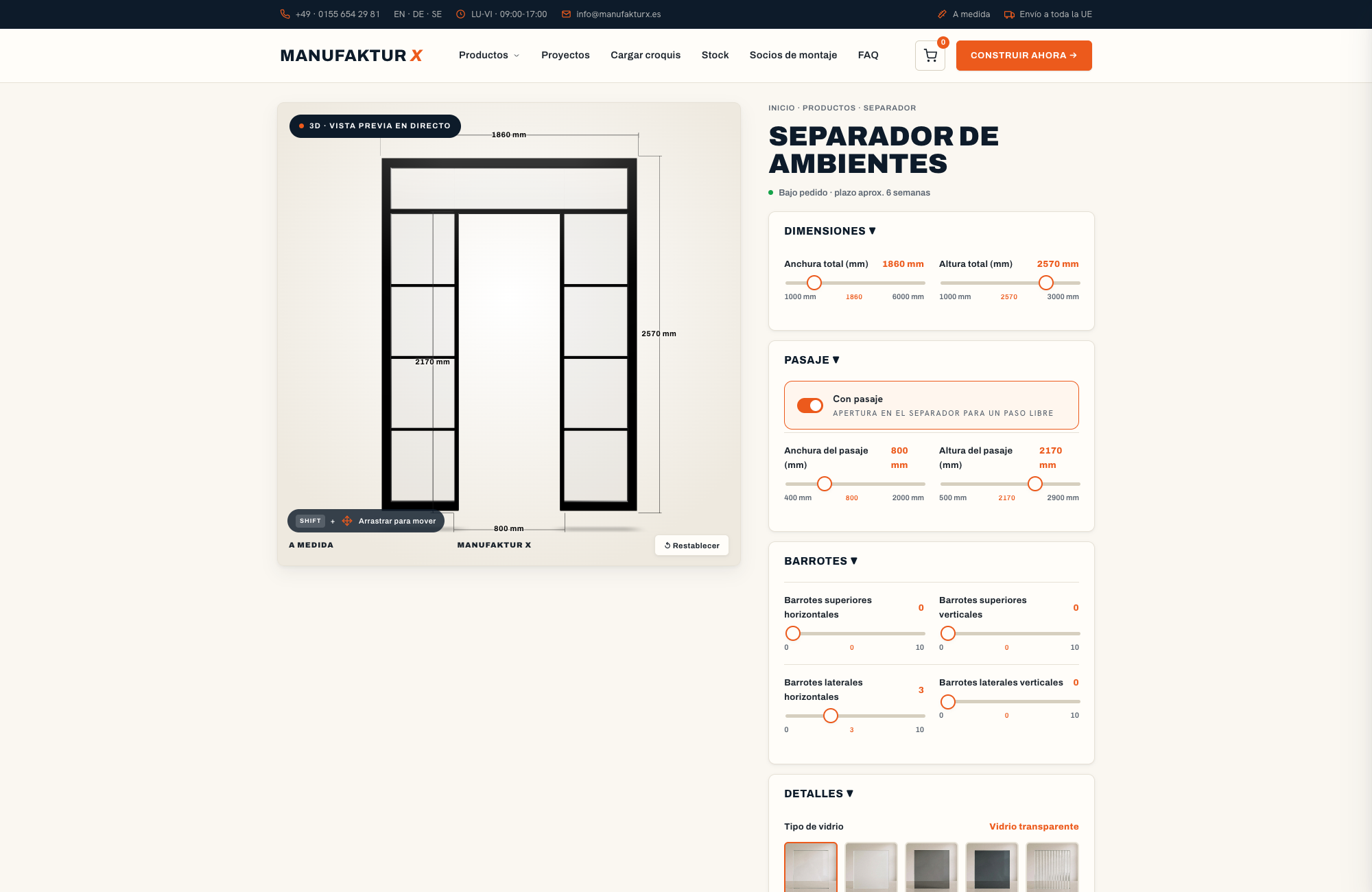 Separador de ambientes - 3D-configurador, Manufaktur X