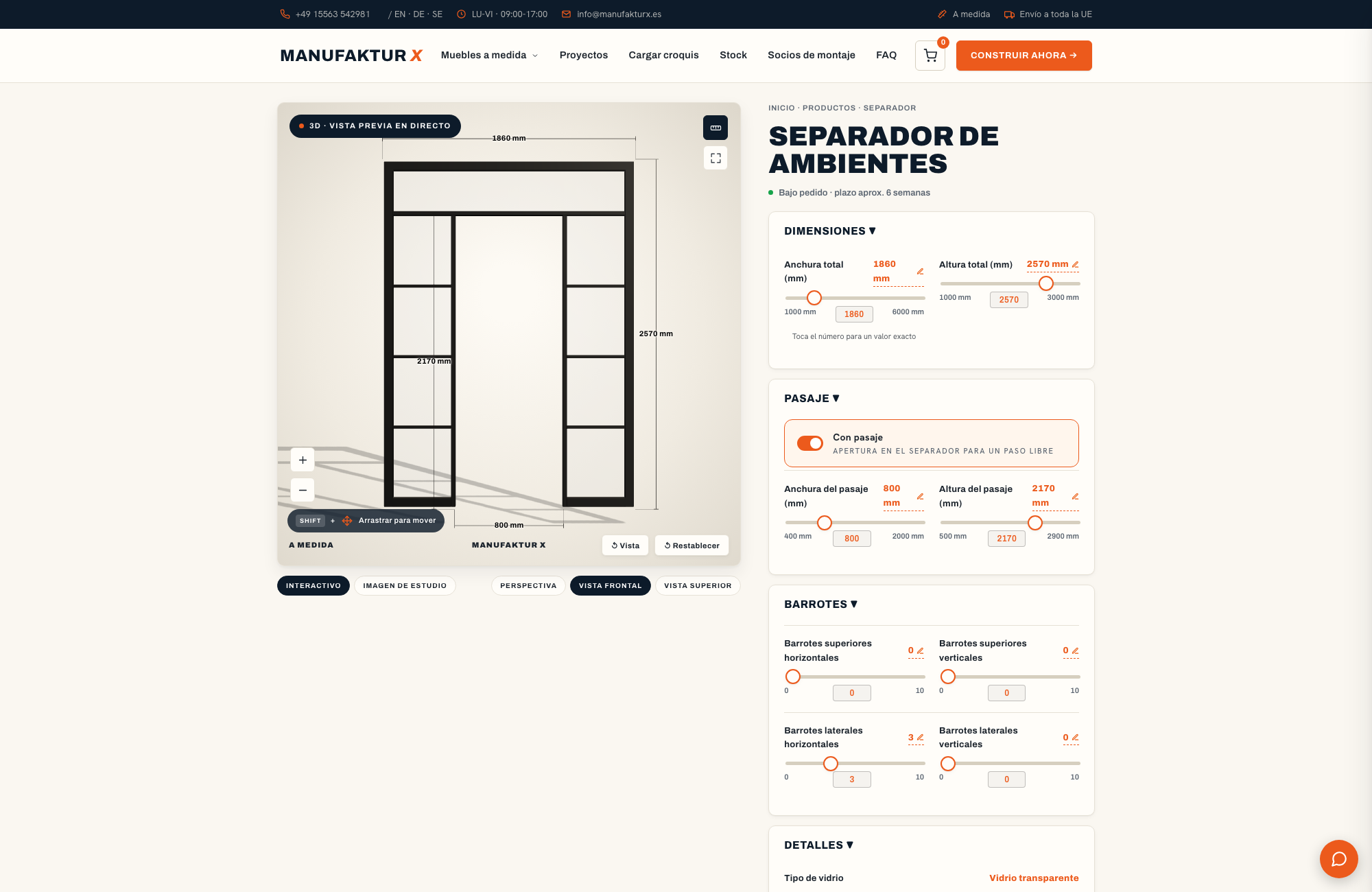 Separador de ambientes - 3D-configurador, Manufaktur X