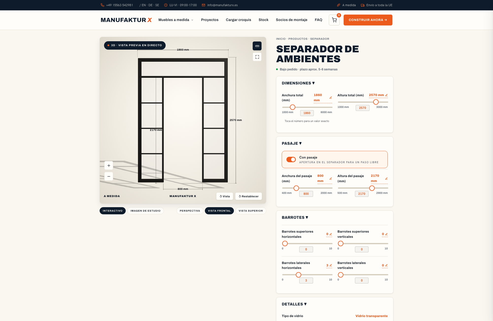 Separador de ambientes - 3D-configurador, Manufaktur X