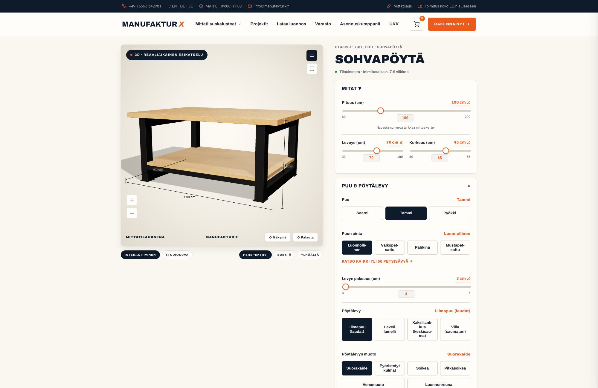 Sohvapöytä - 3D-konfiguraattori, Manufaktur X