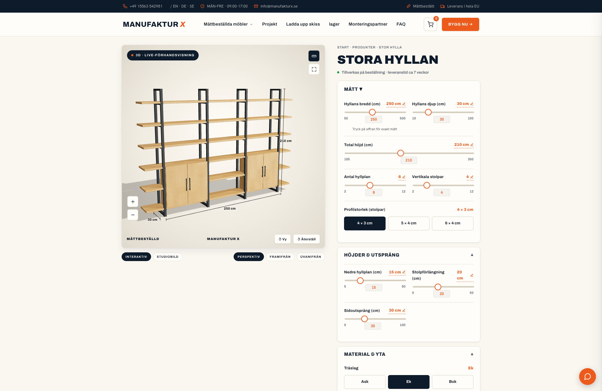 Stora hyllan - 3D-konfigurator, Manufaktur X