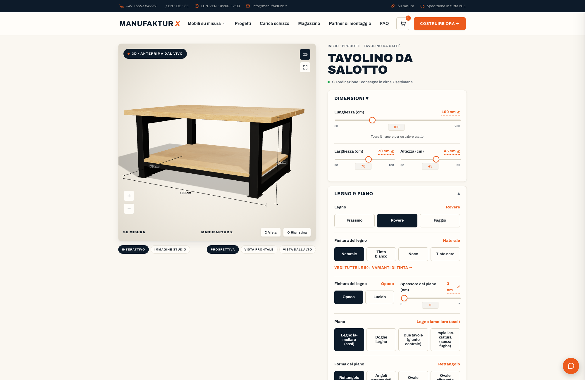 Tavolino da salotto - 3D-configuratore, Manufaktur X