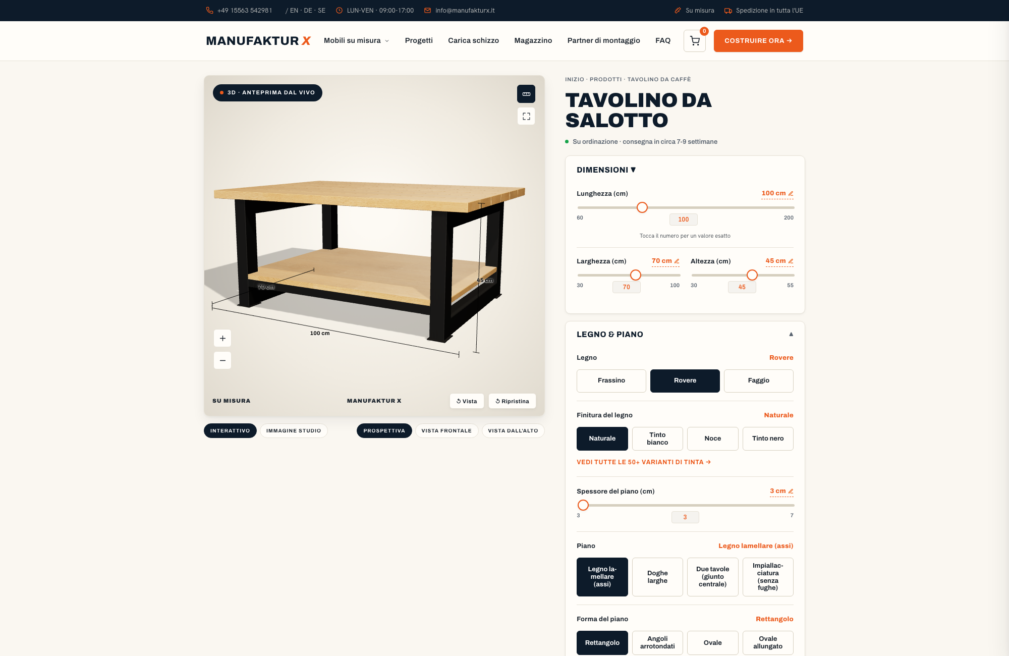 Tavolino da salotto - 3D-configuratore, Manufaktur X