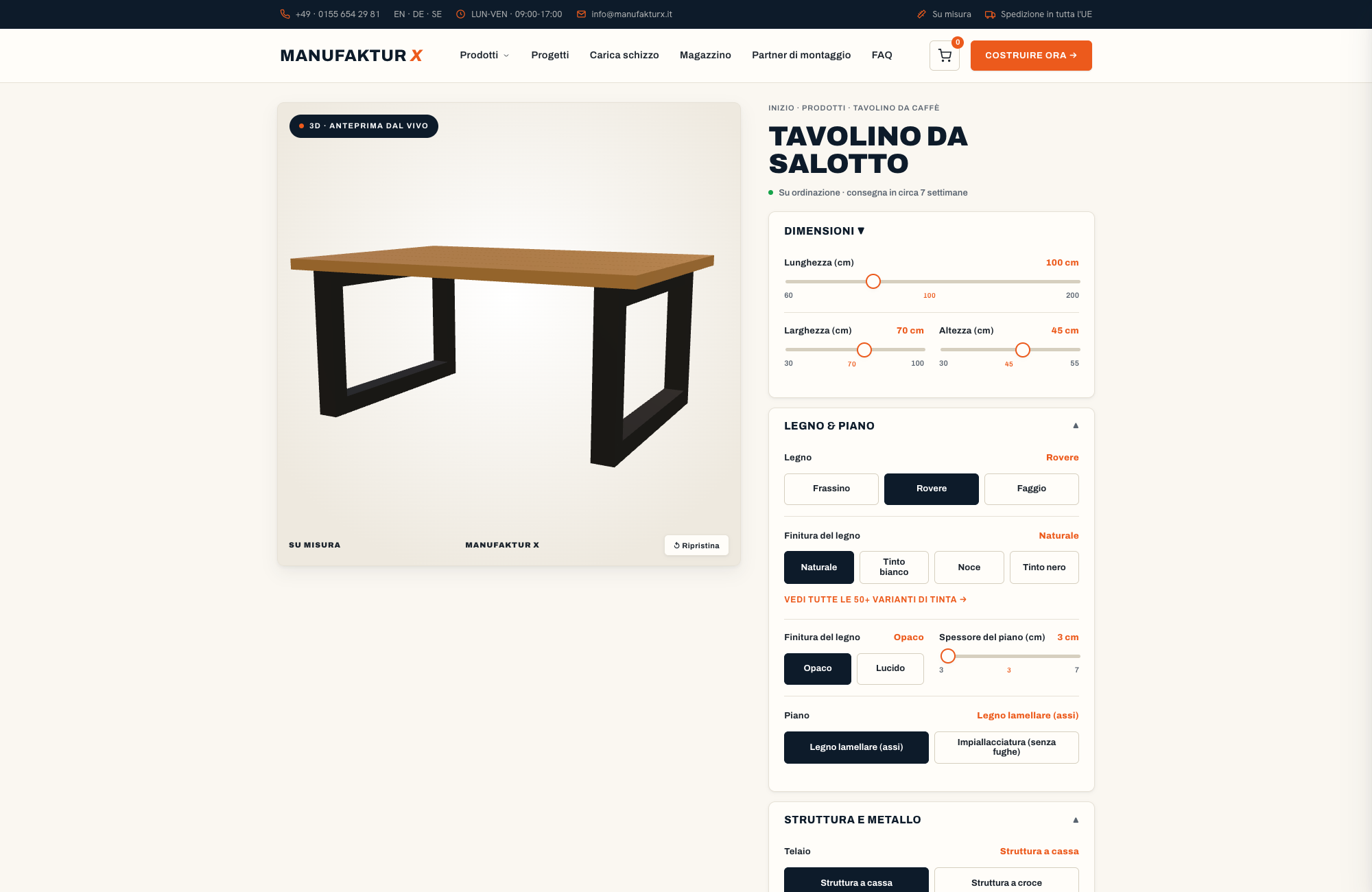 Tavolino da salotto - 3D-configuratore, Manufaktur X