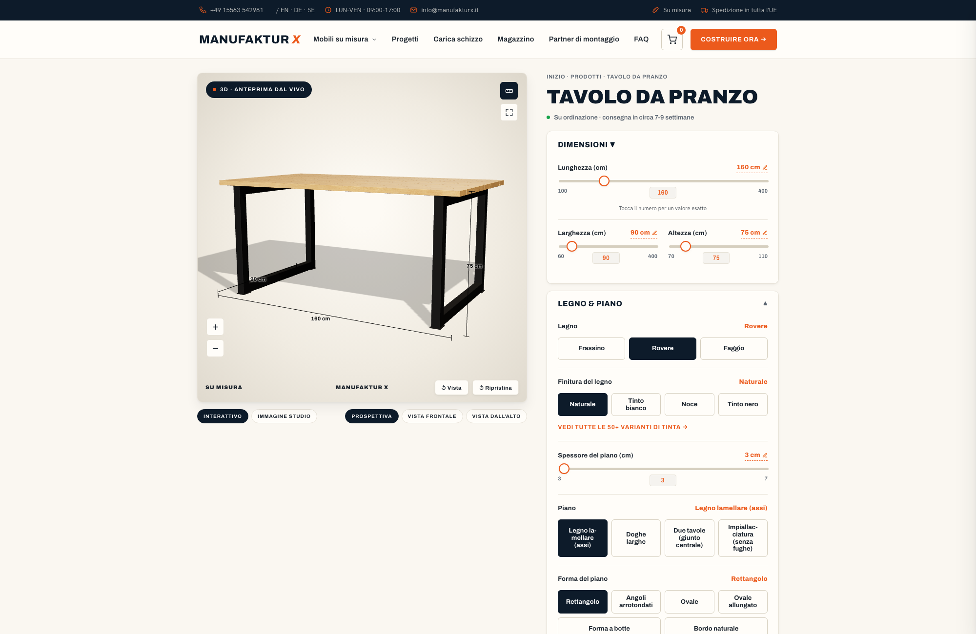 Tavolo da pranzo - 3D-configuratore, Manufaktur X