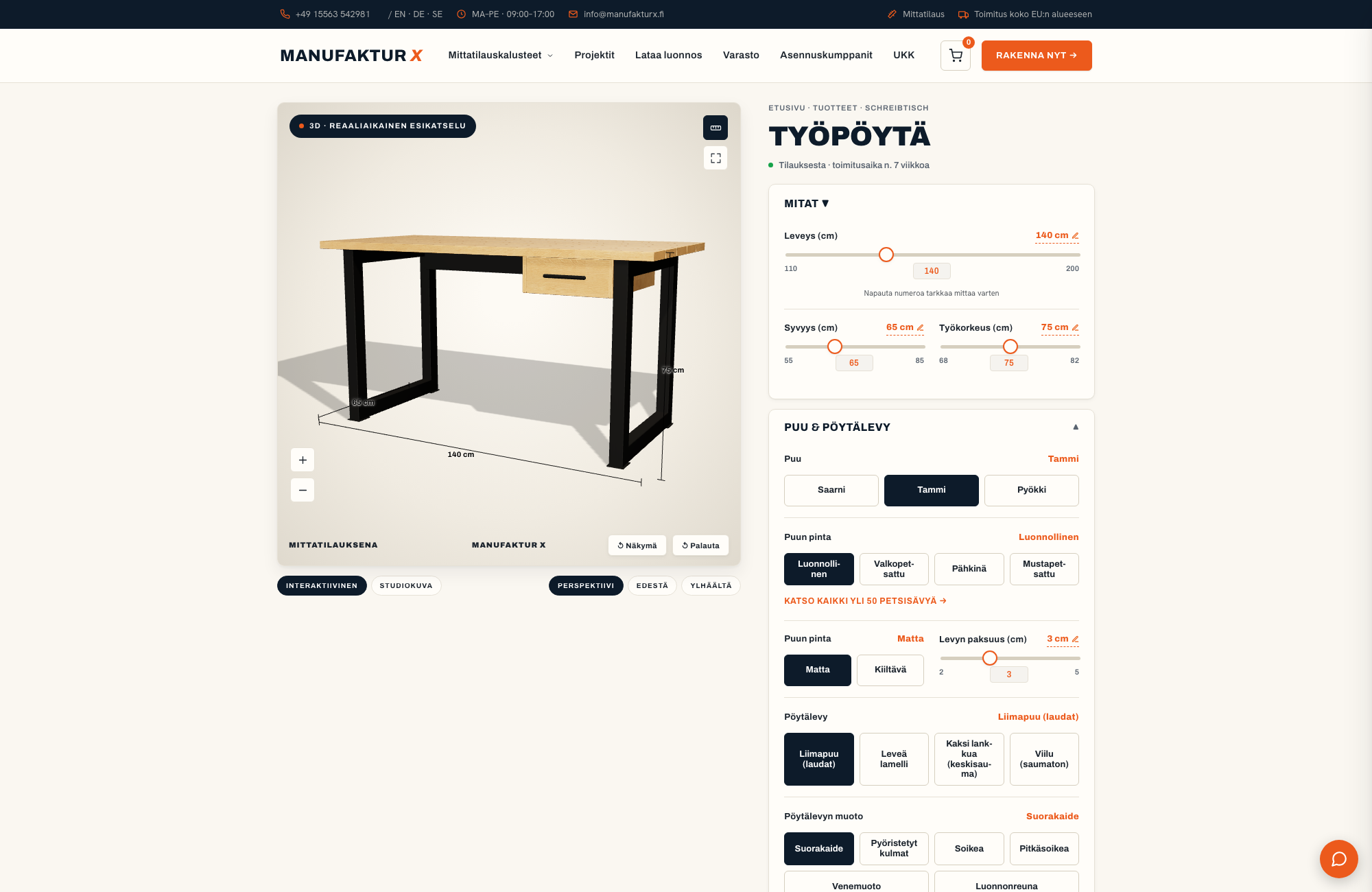 Työpöytä - 3D-konfiguraattori, Manufaktur X