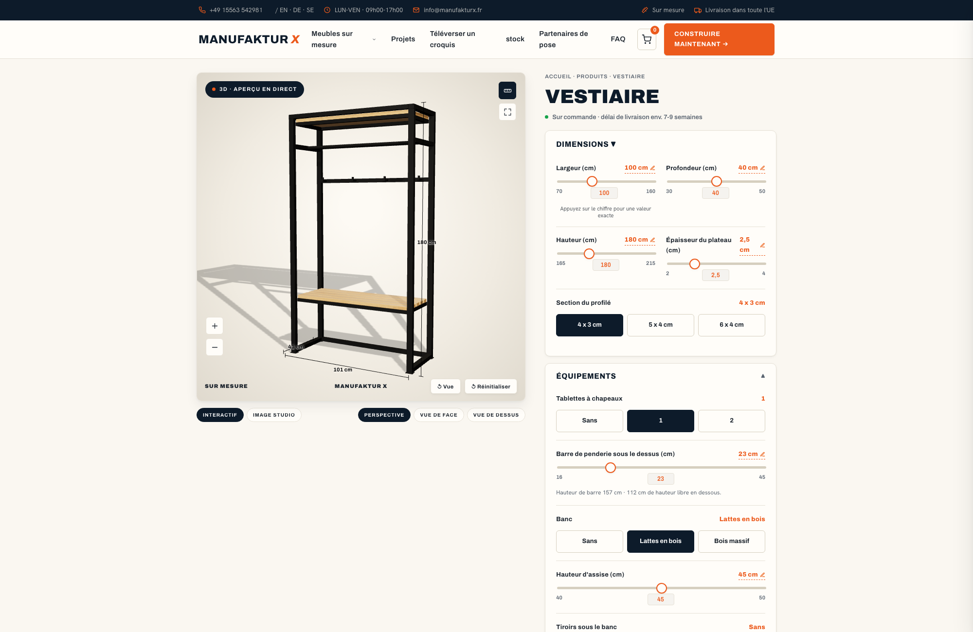 Vestiaire - 3D-configurateur, Manufaktur X