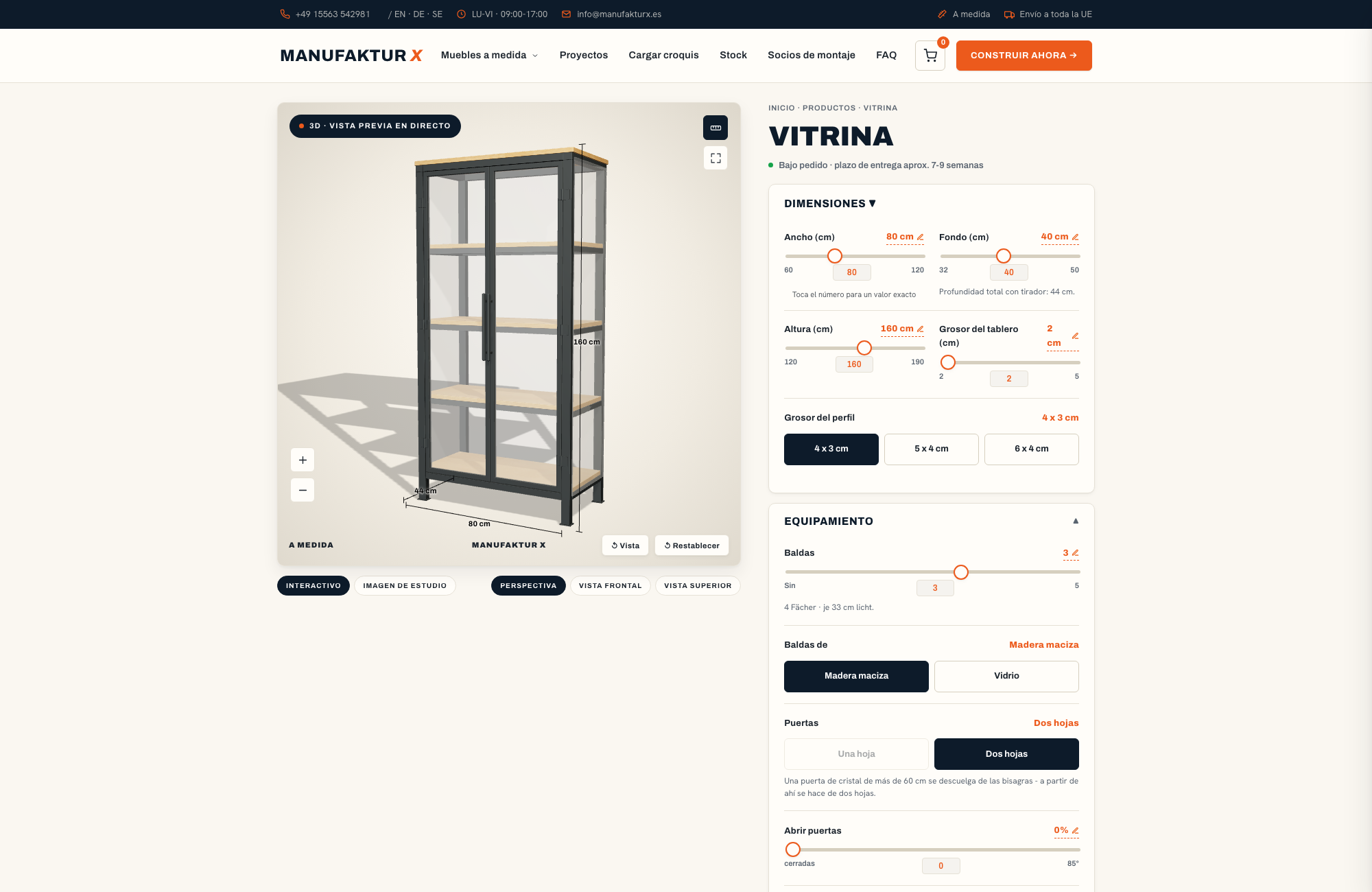 Vitrina - 3D-configurador, Manufaktur X