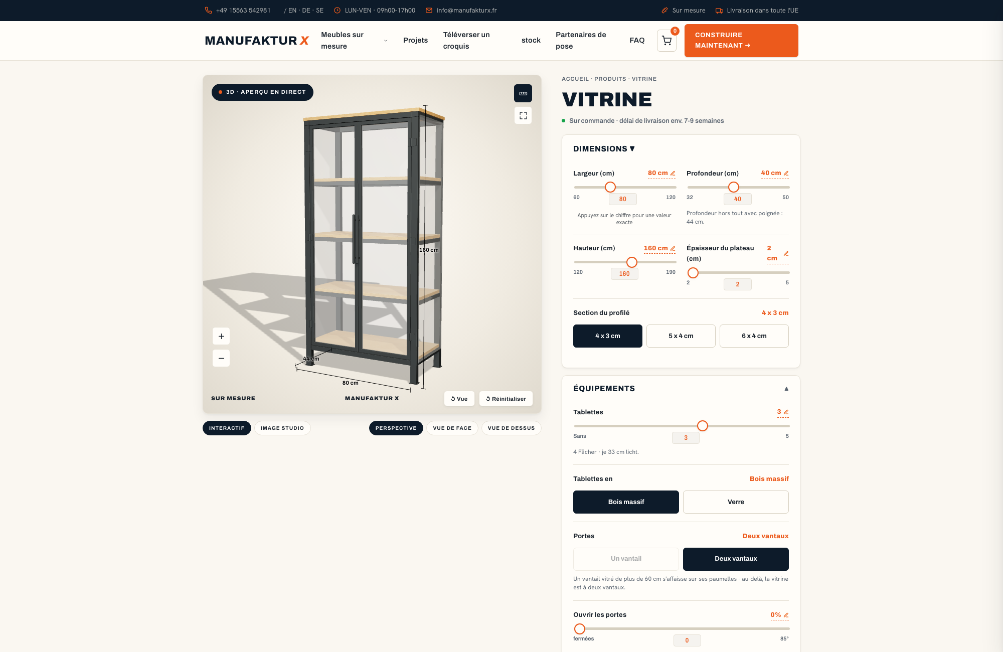 Vitrine - 3D-configurateur, Manufaktur X