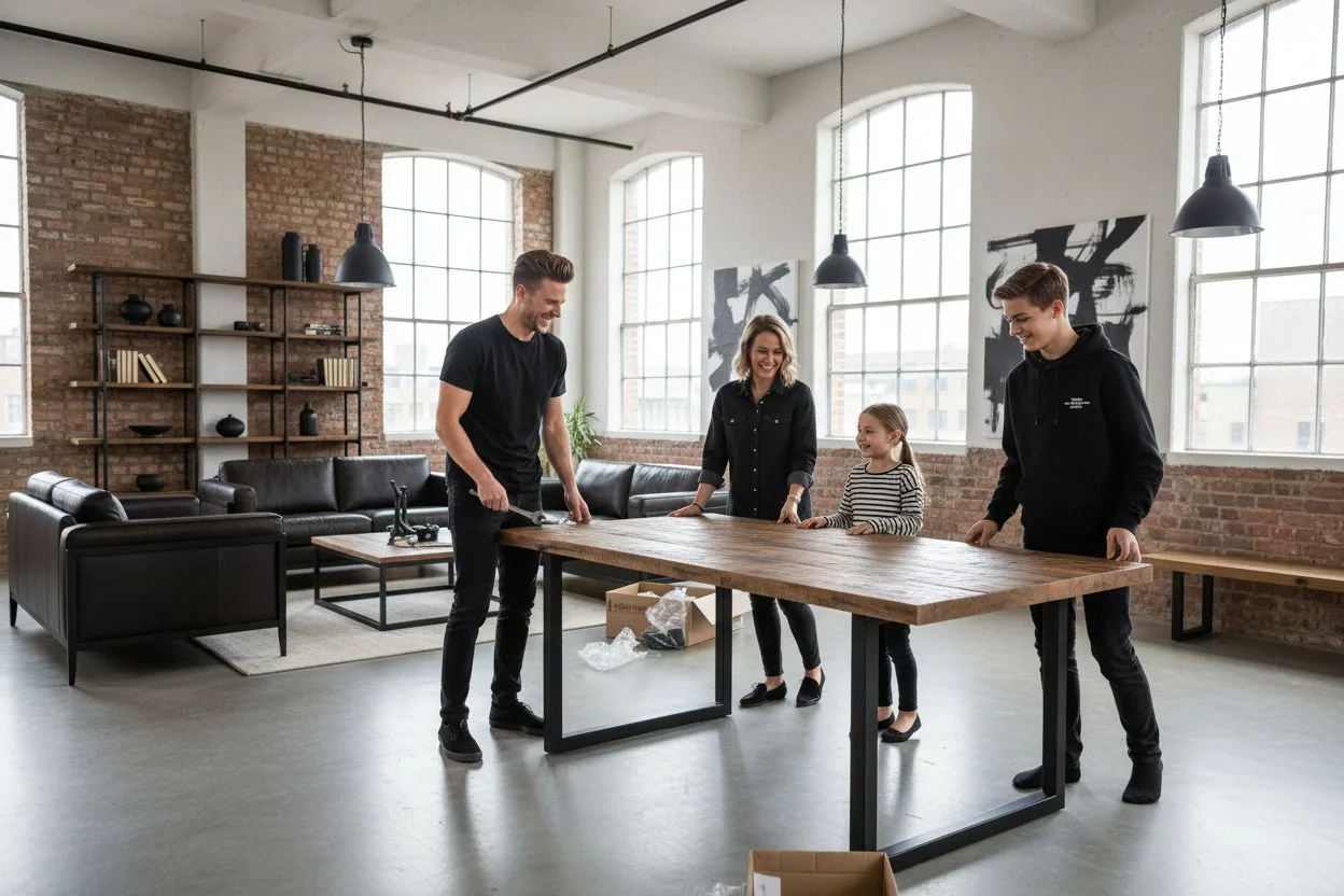 Meubles sur mesure style industriel : acier, verre et bois massif directement du fabricant