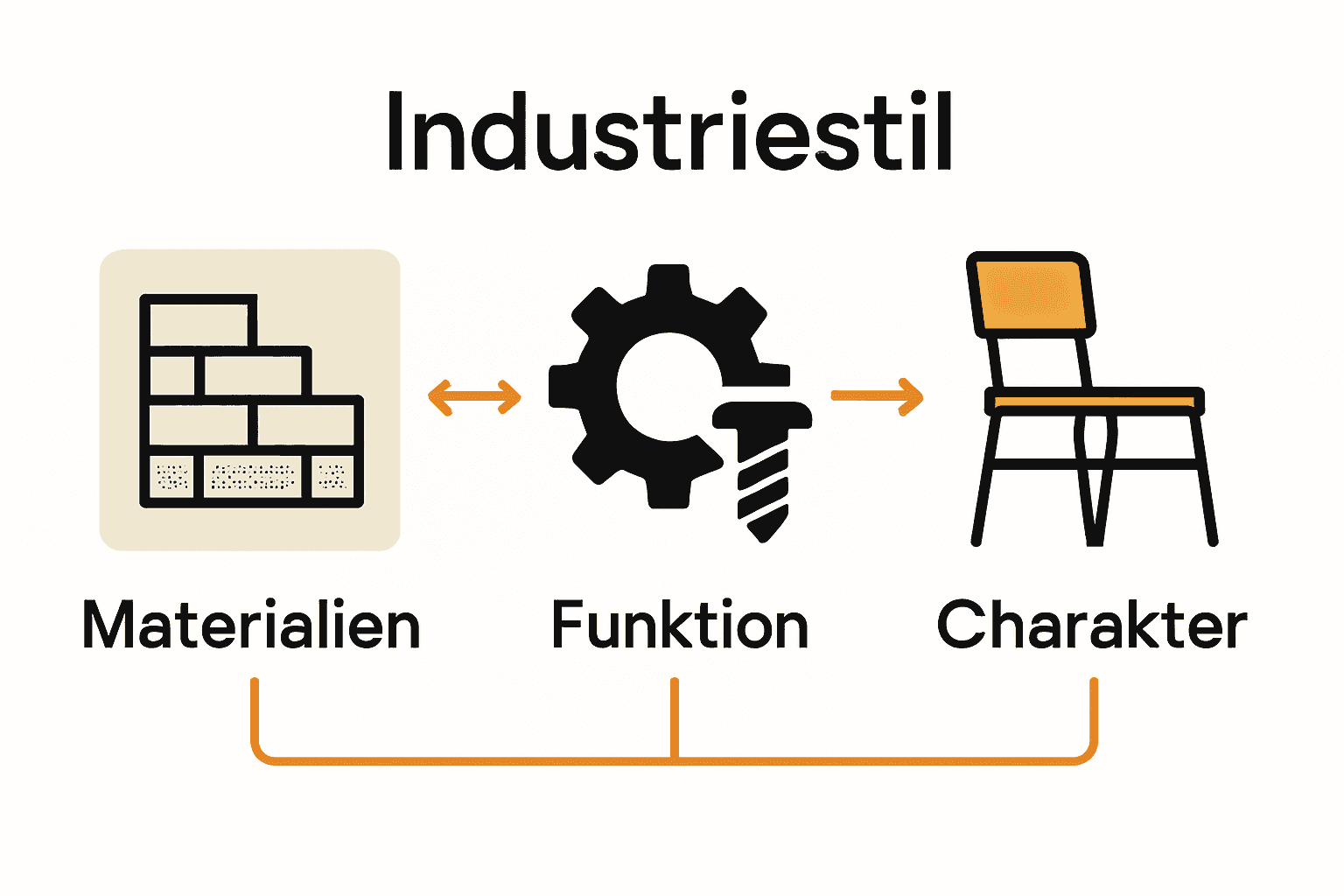 Vergleichs-Infografik zentrale Elemente Industriestil