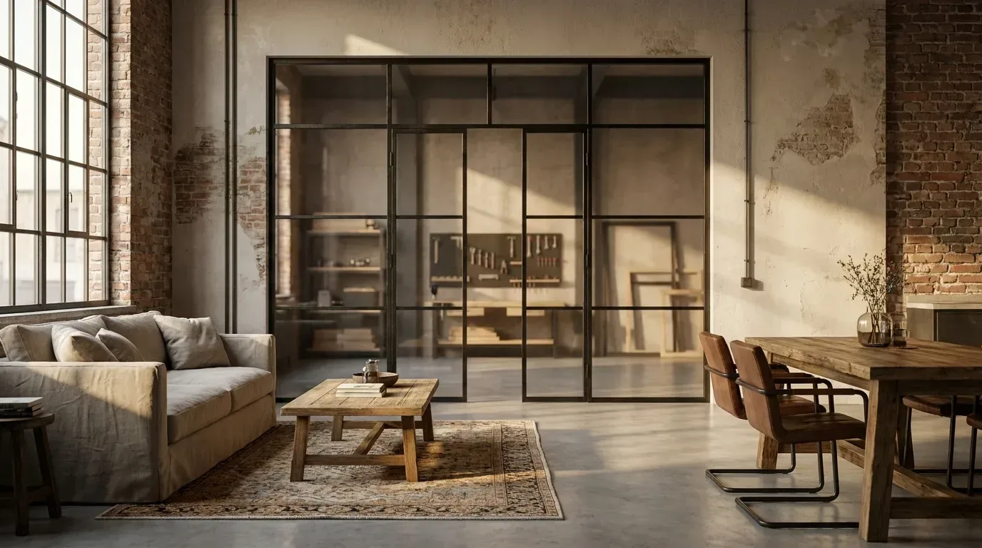 Dividing an Open-Plan Living Space Without Walls: Zoning with Glass Room Dividers and Loft Doors