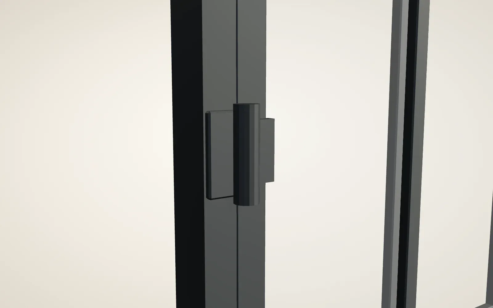 Lofttür, Detail: Scharnier am Türflügel (Visualisierung aus dem 3D-Konfigurator).